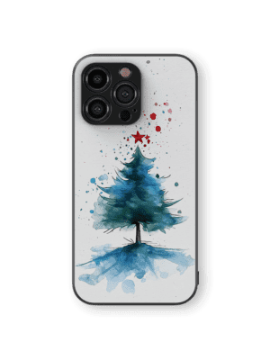 Watercolor Christmas Tree Glass Mobile Cover | Festive Holiday Design | White Background iPhone Case