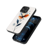 Abstract Orange Bloom Glass Mobile Cover | Artistic Floral iPhone Case | Elegant Design