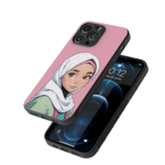 Modest Beauty Anime Girl Mobile Cover | Hijab Style on Pink Background | iPhone Case