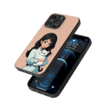 Anime Girl with Cat Mobile Cover | Beige Background | Premium Finish