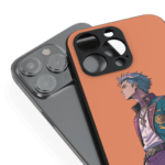Anime Boy in Royal Outfit Mobile Cover | Orange Background | Stylish Glass Back iPhone Case
