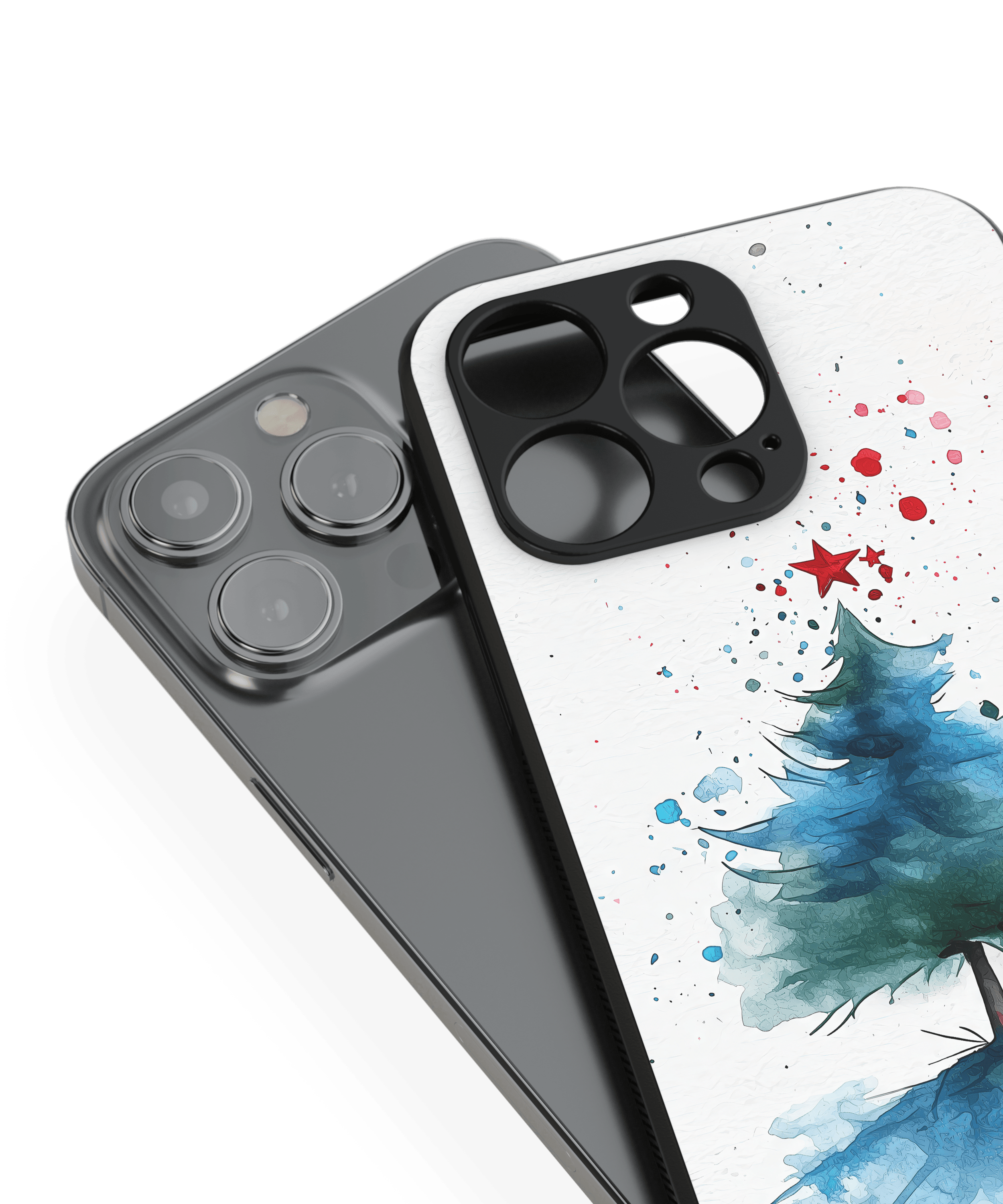Watercolor Christmas Tree Glass Mobile Cover | Festive Holiday Design | White Background iPhone Case